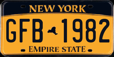 NY license plate GFB1982
