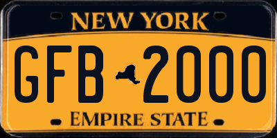 NY license plate GFB2000