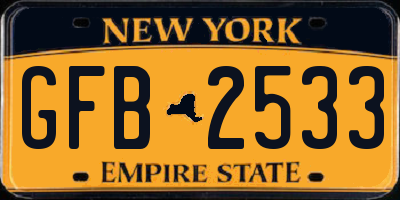 NY license plate GFB2533