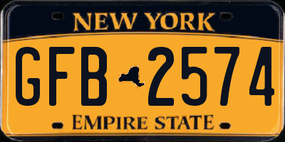 NY license plate GFB2574