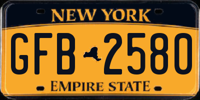 NY license plate GFB2580