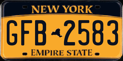 NY license plate GFB2583