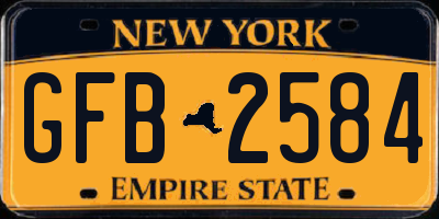 NY license plate GFB2584