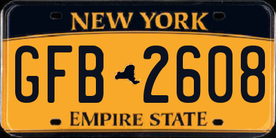 NY license plate GFB2608