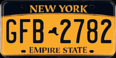 NY license plate GFB2782