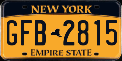 NY license plate GFB2815