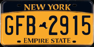 NY license plate GFB2915