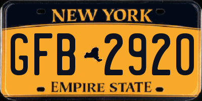 NY license plate GFB2920