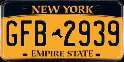 NY license plate GFB2939