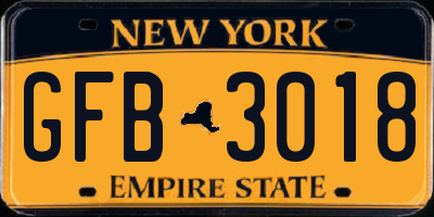 NY license plate GFB3018