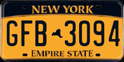 NY license plate GFB3094