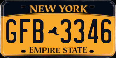 NY license plate GFB3346