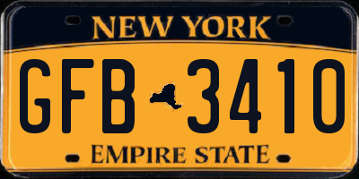 NY license plate GFB3410