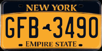 NY license plate GFB3490