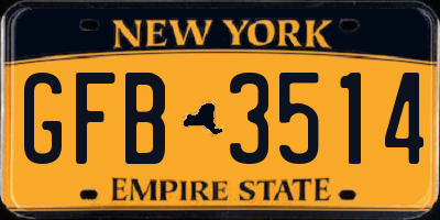 NY license plate GFB3514