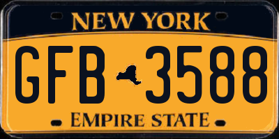 NY license plate GFB3588