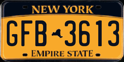 NY license plate GFB3613