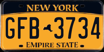 NY license plate GFB3734
