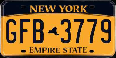 NY license plate GFB3779