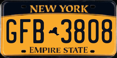 NY license plate GFB3808