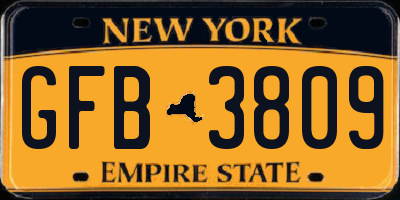 NY license plate GFB3809