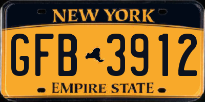 NY license plate GFB3912