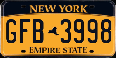 NY license plate GFB3998