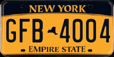 NY license plate GFB4004