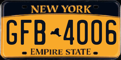 NY license plate GFB4006