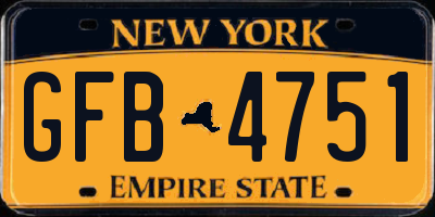 NY license plate GFB4751
