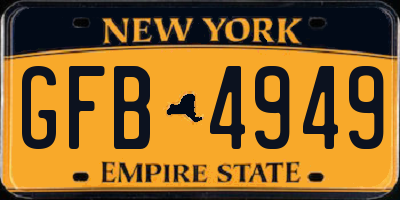 NY license plate GFB4949