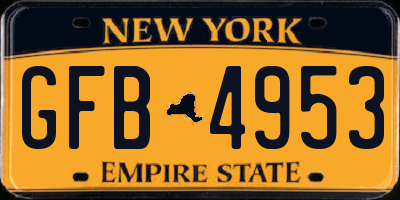 NY license plate GFB4953