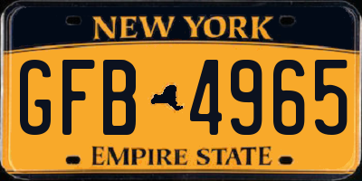 NY license plate GFB4965