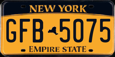 NY license plate GFB5075
