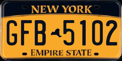 NY license plate GFB5102
