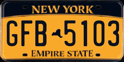 NY license plate GFB5103