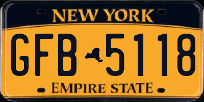 NY license plate GFB5118