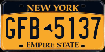 NY license plate GFB5137