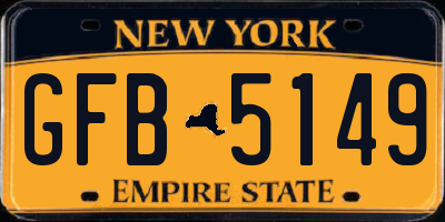 NY license plate GFB5149