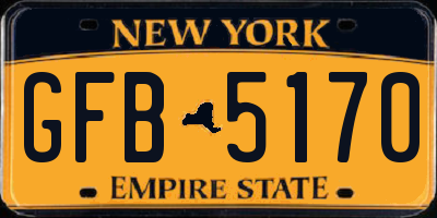 NY license plate GFB5170