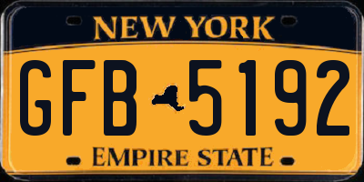 NY license plate GFB5192
