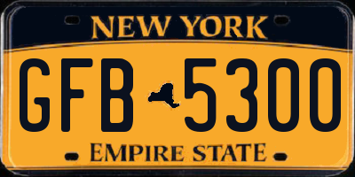NY license plate GFB5300