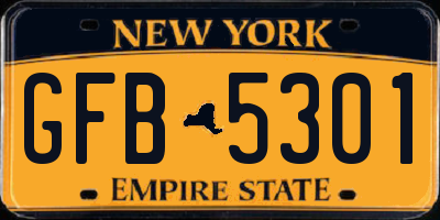 NY license plate GFB5301