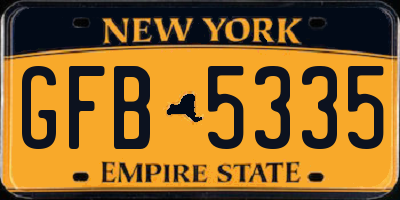 NY license plate GFB5335
