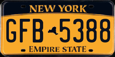 NY license plate GFB5388