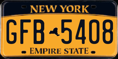 NY license plate GFB5408