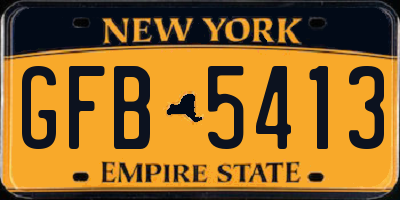 NY license plate GFB5413