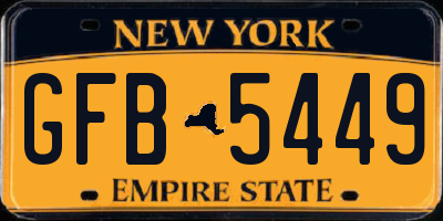 NY license plate GFB5449