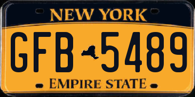 NY license plate GFB5489