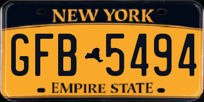 NY license plate GFB5494